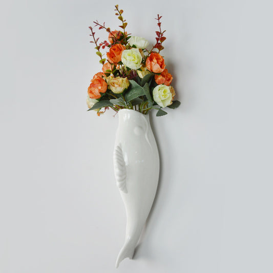 Modern Creative Wall Ceramic Goldfish Vase Restaurant Mural Wall Hanging Three-Dimensional Wall Decoration