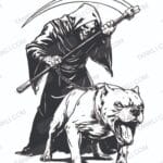 Grim Reaper with Pitbull