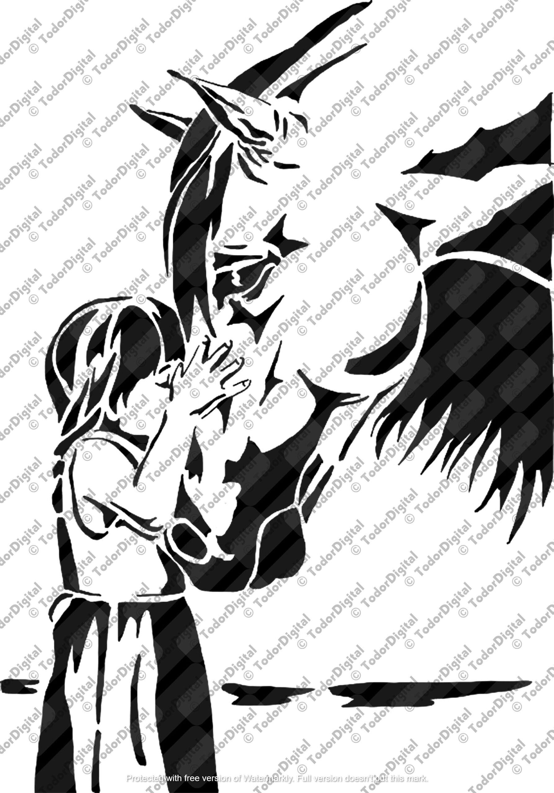 il_fullxfull.6163219980_sdha.jpg Girl and Horse SVG Cut Files: Stencil Clipart (Digital Download) - Image 1
