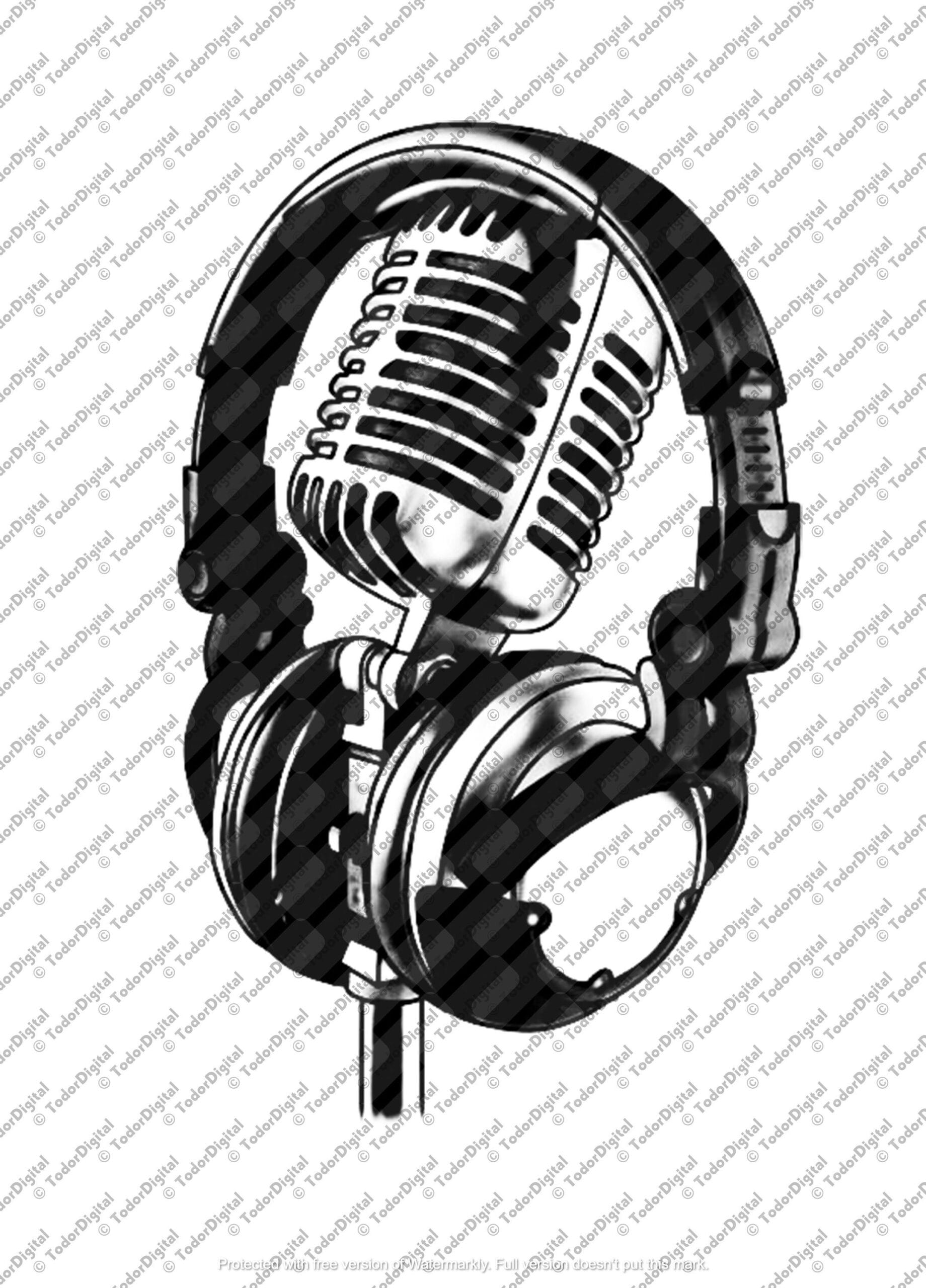 il_fullxfull.6200393661_lcth.jpg Microphone and Headphones SVG Clipart - Music Vector Graphics (Digital Files) - Image 1