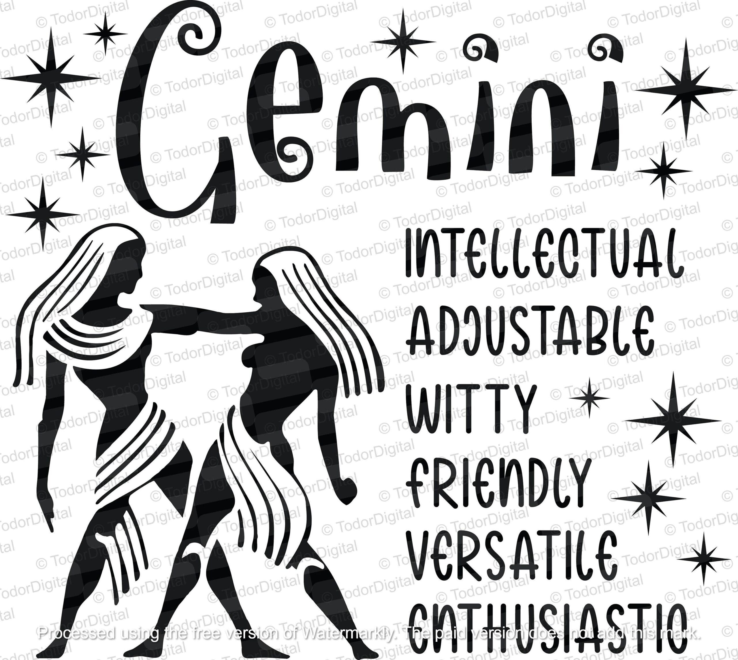il_fullxfull.6231278197_gpvh.jpg Gemini Zodiac Sign SVG Bundle: Positive Traits Quote (Digital Download) - Image 1