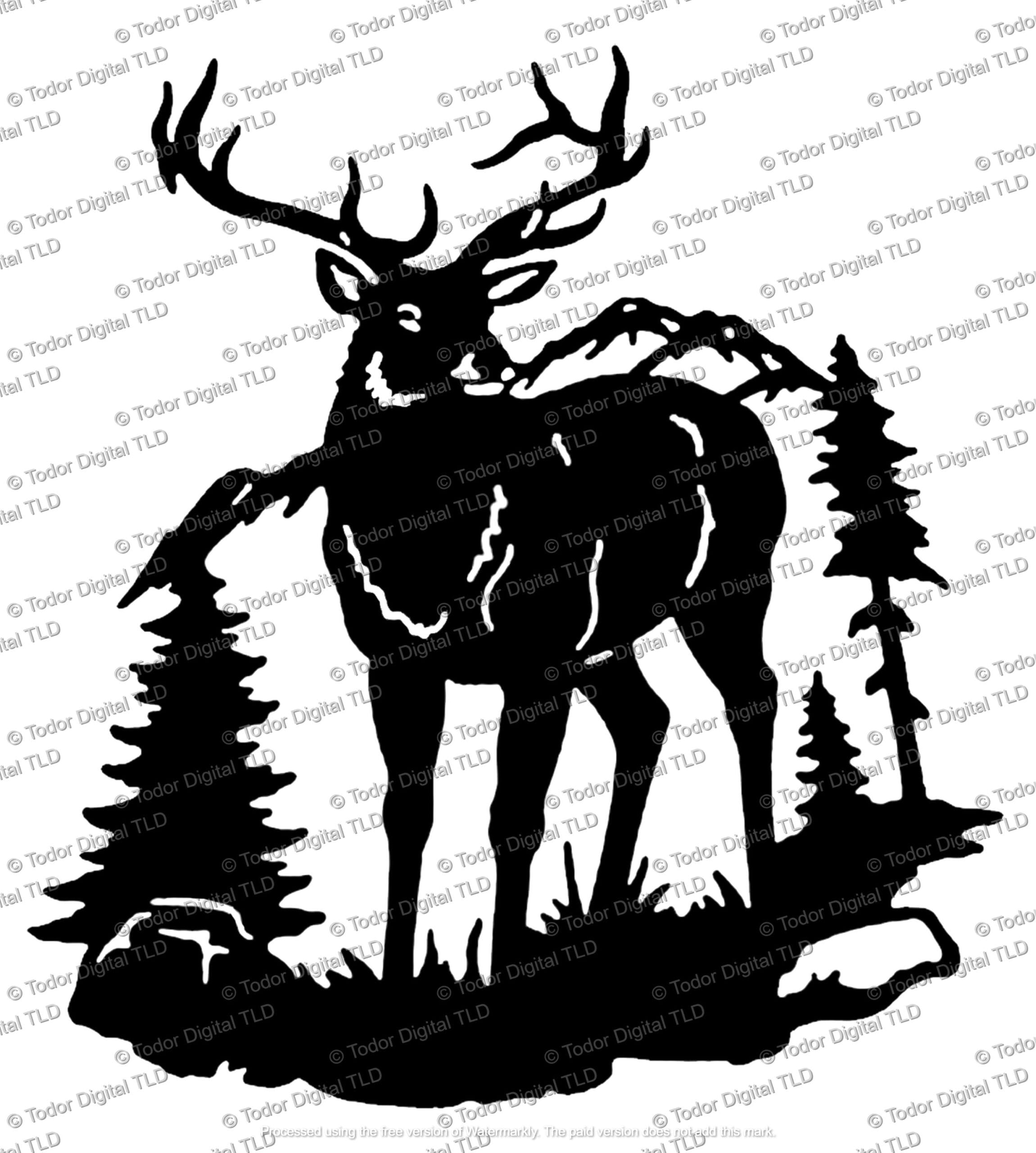 il_fullxfull.6268971499_h0t2.jpg Elk Svg File - Buck Clipart - Deer Cut File - Animal Svg - Wild Animals Clipart - Svg For Cricut - Svg For Silhouette - DXF - EPS - PNG - Image 1