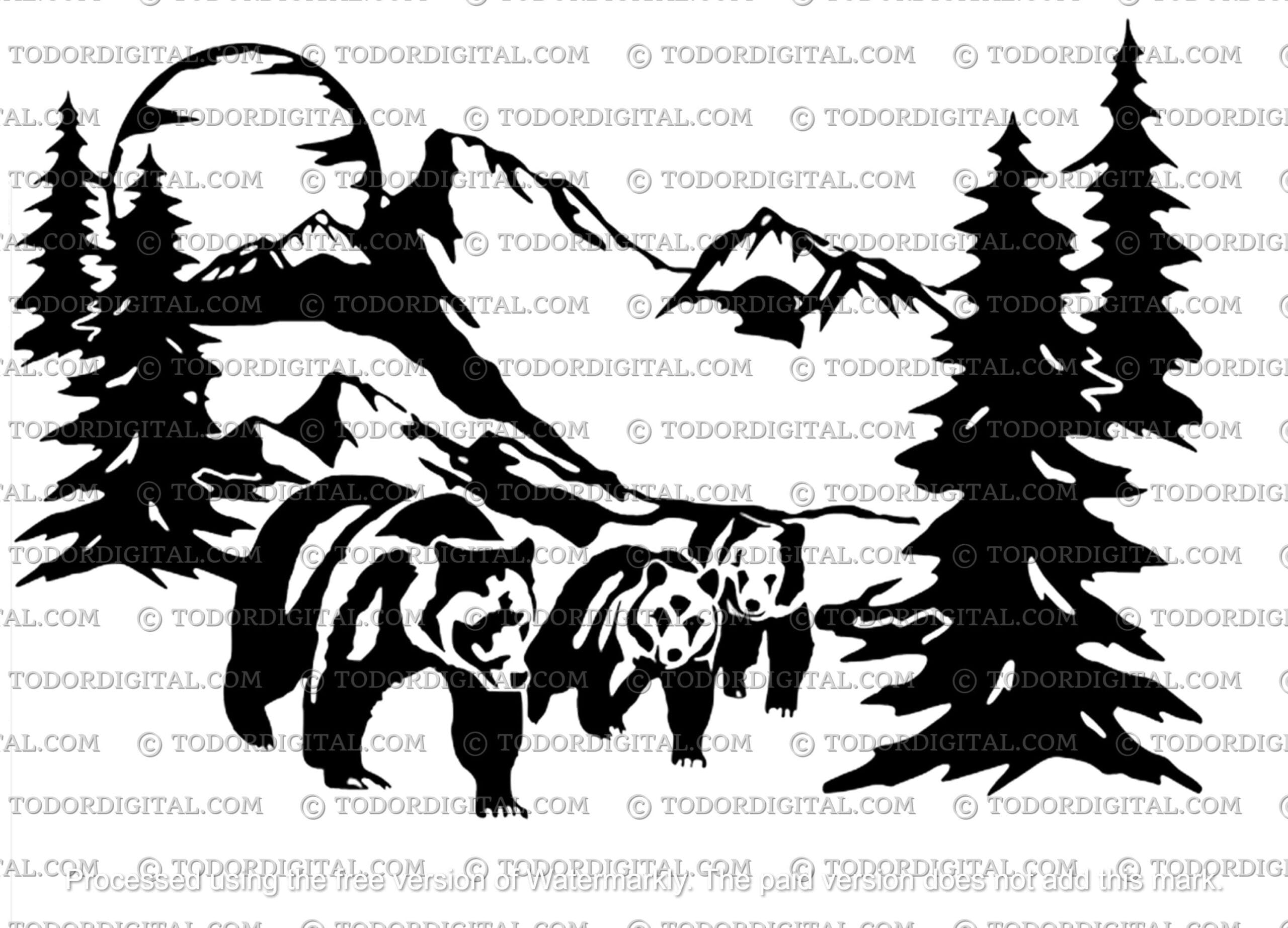 il_fullxfull.6291958382_iyl0.jpg Bear With Cubs SVG: Wildlife Cut File (Digital Download) - Image 1