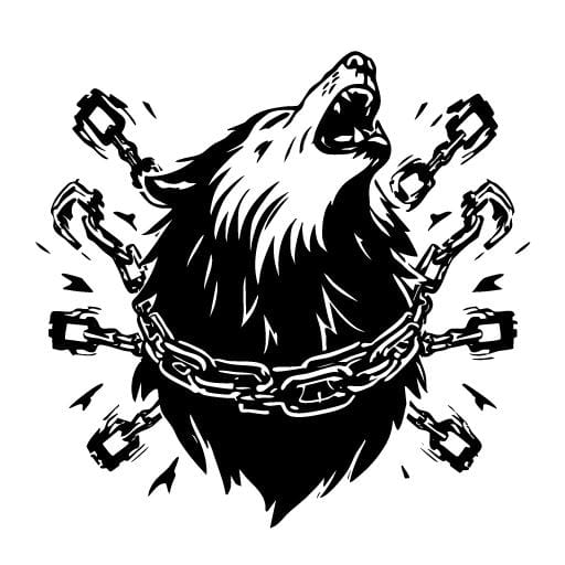 il_fullxfull.7240915524_jkfh.jpg Wolf Breaking Chains Vector Graphic: Freedom, Strength SVG PNG (Digital Download) - Image 1